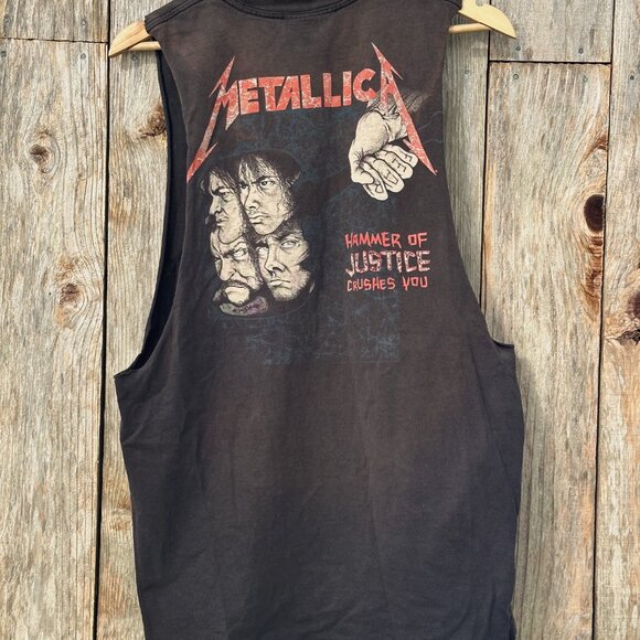 Vintage Thrashed Worn Damaged Justice Oversized Sleeveless t shirt RARE - Picture 3 of 4